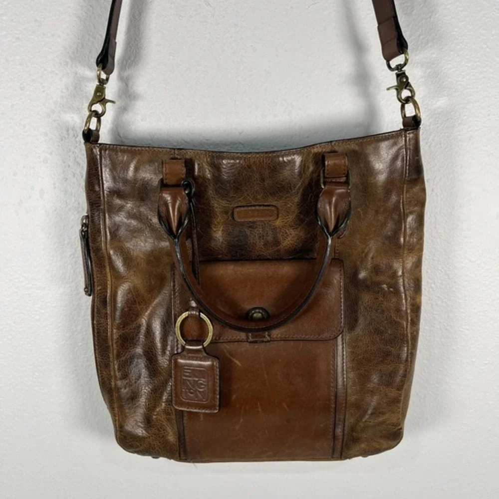 Ellington‎ Brown Leather Tote Bag with Front Pocket